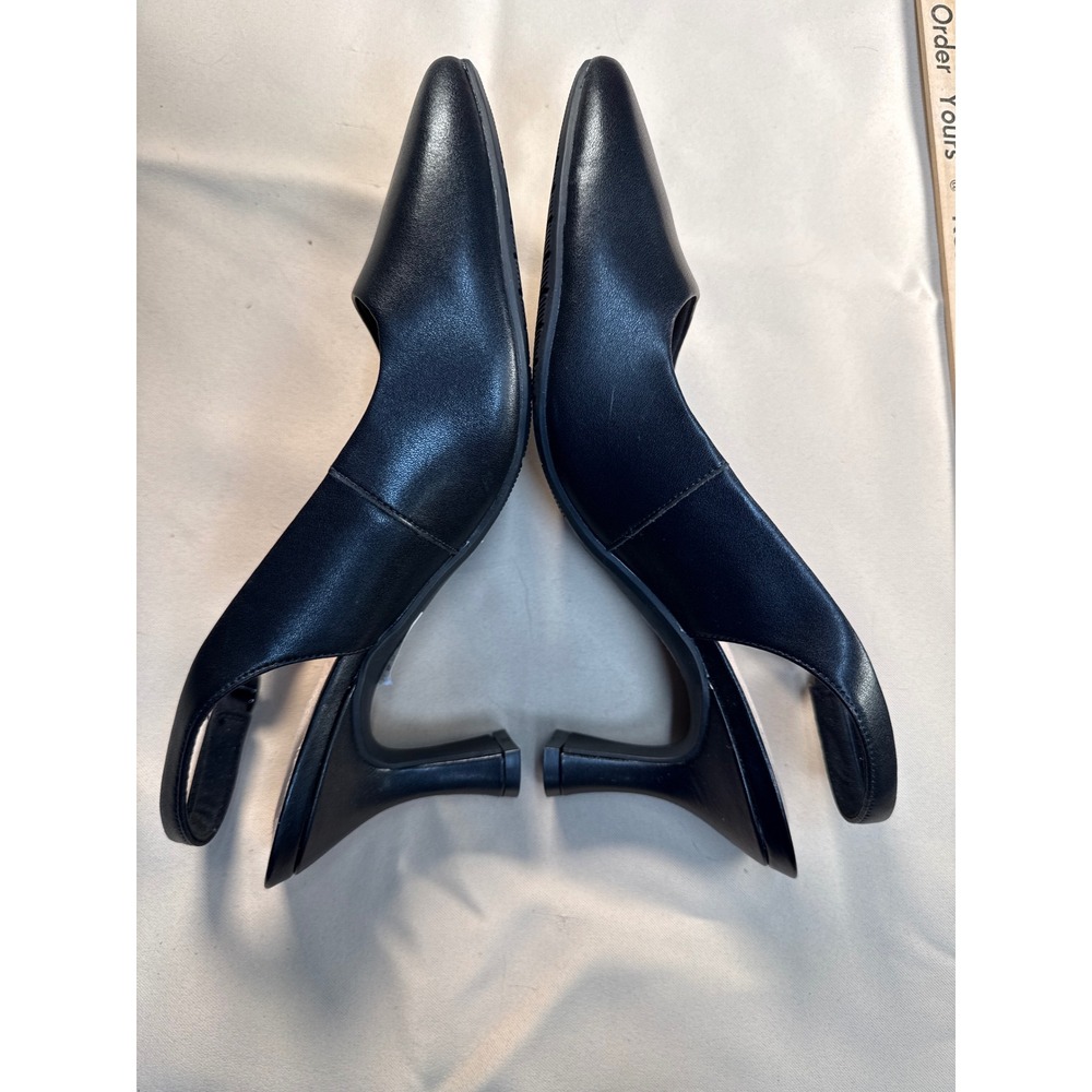 Clarks Collection Kataleyna Step Black Leather Slingback Pumps Heels Womens 9.5W - Picture 5 of 11
